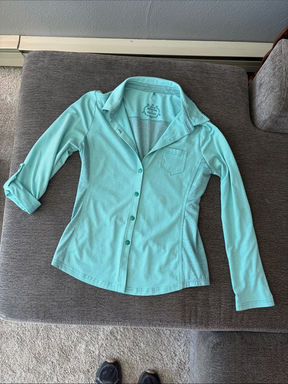 Prana Women's teal Button-Down hiking Shirt